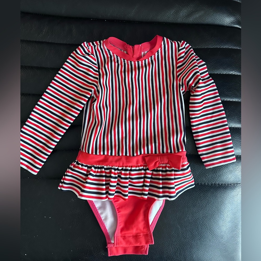 Cat & Jack Red and Navy Striped Rashguard